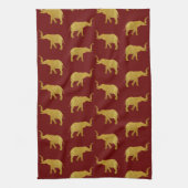 Linge De Cuisine Eléphants de trompette d'or (Vertical)