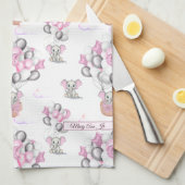 Linge De Cuisine Eléphants mignons Ballons et nuages Bébé Fille (Quart Plié)