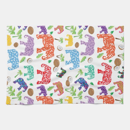 Linge De Cuisine Éléphants tropicaux (Horizontal)