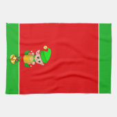 Linge De Cuisine Elfe de Noël sur Vert et Rouge (Horizontal)