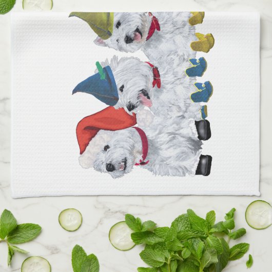 Linge De Cuisine Elfes de Noël (Plié)