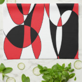 Linge De Cuisine Elliptiques noires, blanches et rouges (Plié)