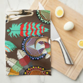 Linge De Cuisine Emblème amérindien de crâne de buffle (Quart Plié)