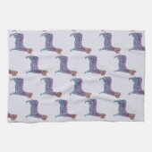 Linge De Cuisine Embossed Indigo Gradient Paw Print Dog Outline (Horizontal)