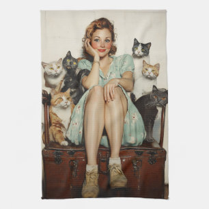 Linge De Cuisine Embracer les Vibes de Lady Cat Retro Crazy