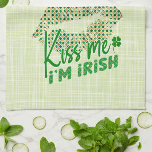 Linge De Cuisine Embrasse-moi Je suis Irlandais Lips Green