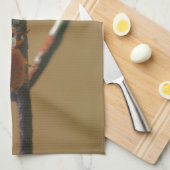 Linge De Cuisine Embrasser Les Poussettes Sur Une Clôture De Fil (Quart Plié)