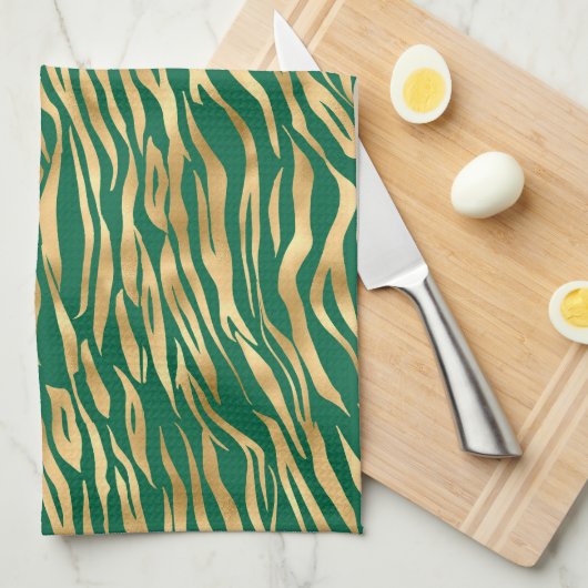 Linge De Cuisine Emerald et Gold Safari Series Design 2 (Quart Plié)