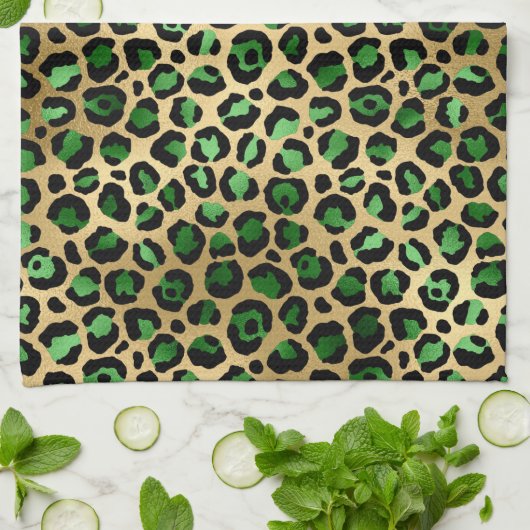 Linge De Cuisine Emerald et Gold Safari Series Design 8 (Plié)