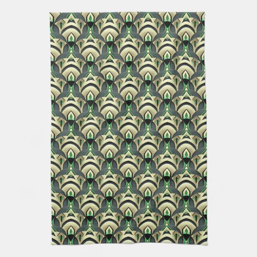 Linge De Cuisine Emerald & Gold Art Déco (Vertical)