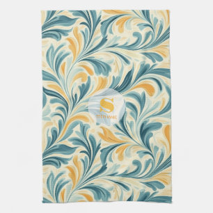 Linge De Cuisine Emerald Green et Gold Paisley Motif