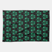 Linge De Cuisine Emerald Green Sparkles Shamrock motif noir (Horizontal)