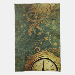 Linge De Cuisine Émeraude Green Rustic Steampunk Horloge (6)