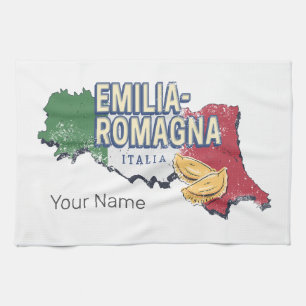 Linge De Cuisine Émilie Romagne Drapeau Italie Retro Carte Région V
