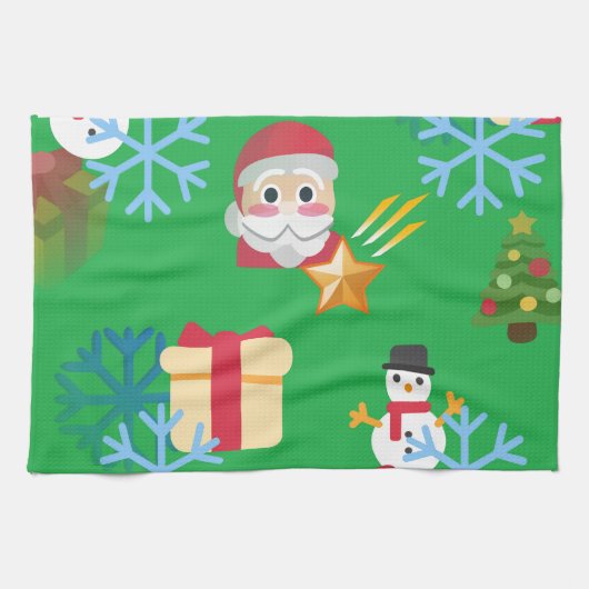 Linge De Cuisine emoji de Noël vert (Horizontal)
