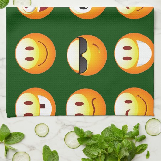 Linge De Cuisine émoticône vert foncé (Plié)