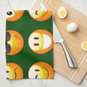 Linge De Cuisine émoticône vert foncé (Quart Plié)
