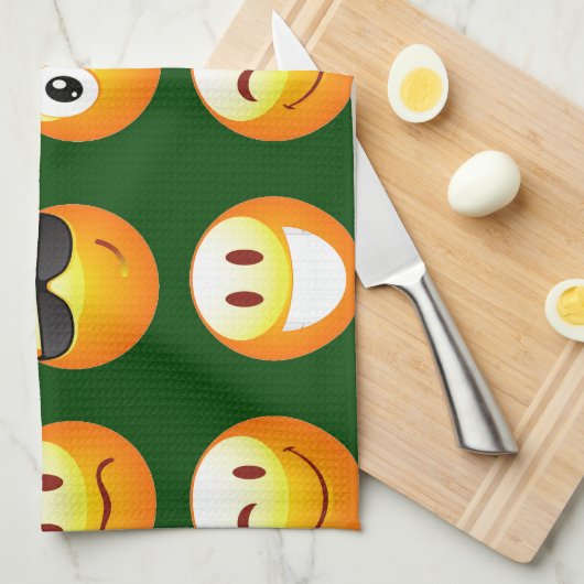 Linge De Cuisine émoticône vert foncé (Quart Plié)