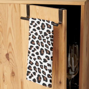 Linge De Cuisine Empreinte de léopard blanc