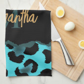 Linge De Cuisine Empreinte de léopard bleu mignon (Quart Plié)