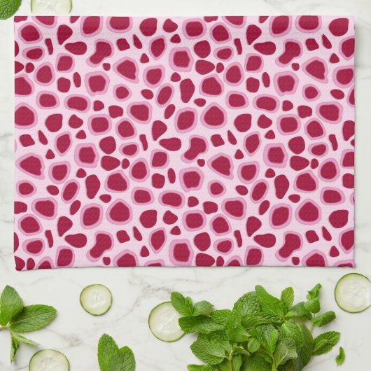 Linge De Cuisine Empreinte de léopard - Bourgogne et rose (Plié)