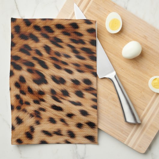 Linge De Cuisine Empreinte de léopard Brown de crème (Quart Plié)