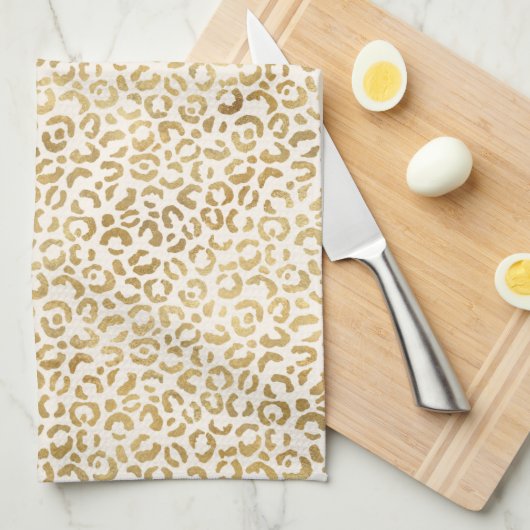 Linge De Cuisine  Empreinte de léopard Cream Gold    (Quart Plié)