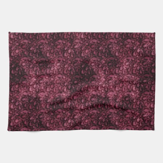 Linge De Cuisine Empreinte de léopard de Glam Burgundy (Horizontal)