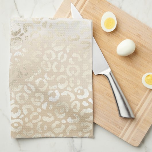 Linge De Cuisine Empreinte de léopard Gold Blanc (Quart Plié)