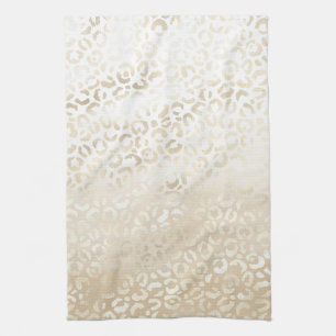 Linge De Cuisine Empreinte de léopard Gold Blanc