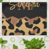 Linge De Cuisine Empreinte de léopard Monogramme mignon (Plié)