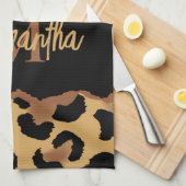 Linge De Cuisine Empreinte de léopard Monogramme mignon (Quart Plié)