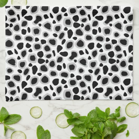 Linge De Cuisine Empreinte de léopard - noir et blanc (Plié)