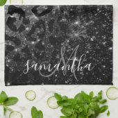 Linge De Cuisine Empreinte de léopard noir et Parties scintillant (Plié)