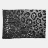 Linge De Cuisine Empreinte de léopard noir et Parties scintillant (Horizontal)