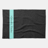 Linge De Cuisine Empreinte de léopard noir moderne Aqua Stripe avec (Horizontal)