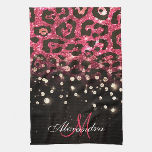 Linge De Cuisine Empreinte de léopard Parties scintillant rose et d (Vertical)