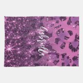 Linge De Cuisine Empreinte de léopard Parties scintillant violet (Horizontal)