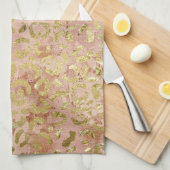 Linge De Cuisine Empreinte de léopard rose Gold (Quart Plié)