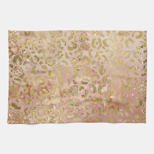 Linge De Cuisine Empreinte de léopard rose Gold (Horizontal)
