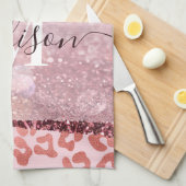 Linge De Cuisine Empreinte de léopard rose Gold (Quart Plié)