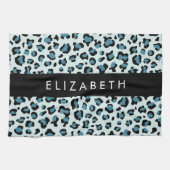 Linge De Cuisine Empreinte de léopard, Spots, Leopard Bleu, Votre N (Horizontal)