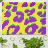 Linge De Cuisine Empreinte de léopard violet jaune vert (Plié)