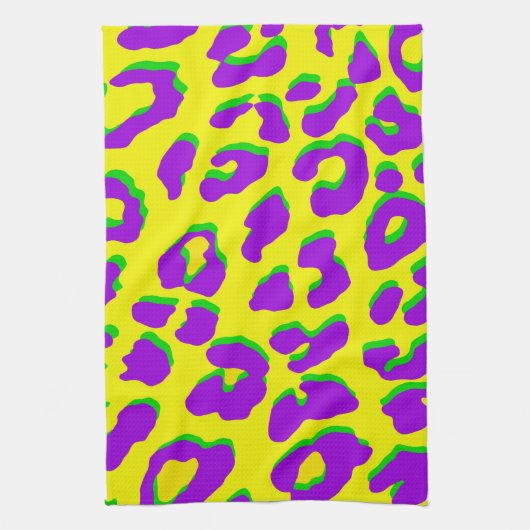 Linge De Cuisine Empreinte de léopard violet jaune vert (Vertical)