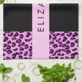 Linge De Cuisine Empreinte de léopard, Zebra Print, Rose, Votre nom (Plié)