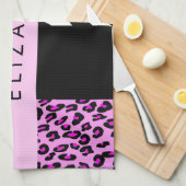 Linge De Cuisine Empreinte de léopard, Zebra Print, Rose, Votre nom (Quart Plié)