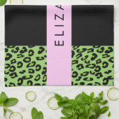Linge De Cuisine Empreinte de léopard, Zebra Print, Vert, Votre nom (Plié)
