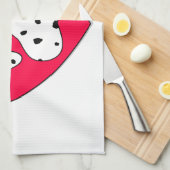Linge De Cuisine Empreinte de patte dalmate dans le coeur rouge (Quart Plié)