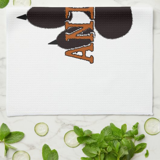 Linge De Cuisine Empreinte de patte d'animal noir (Plié)