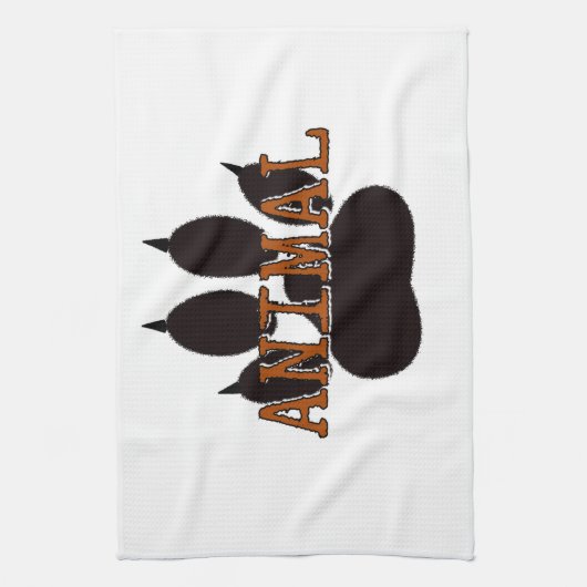 Linge De Cuisine Empreinte de patte d'animal noir (Vertical)